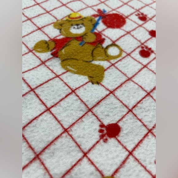 Vintage Dundee Baby Receiving Blanket Teddy Bear Grid Print 39x26 USA Cotton - Picture 11 of 11